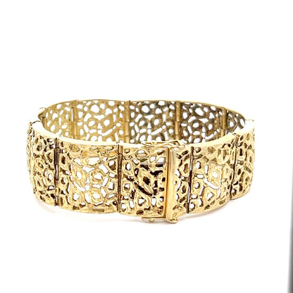18ct Gold Wide Openwork Panel Bracelet
