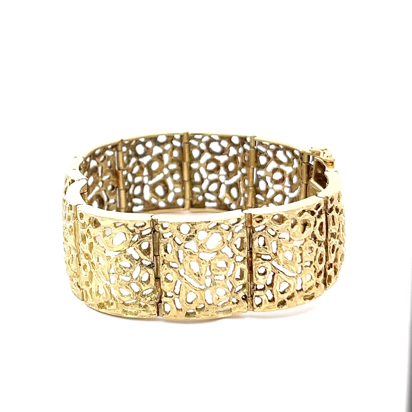 18ct Gold Wide Openwork Panel Bracelet