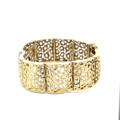 18ct Gold Wide Openwork Panel Bracelet