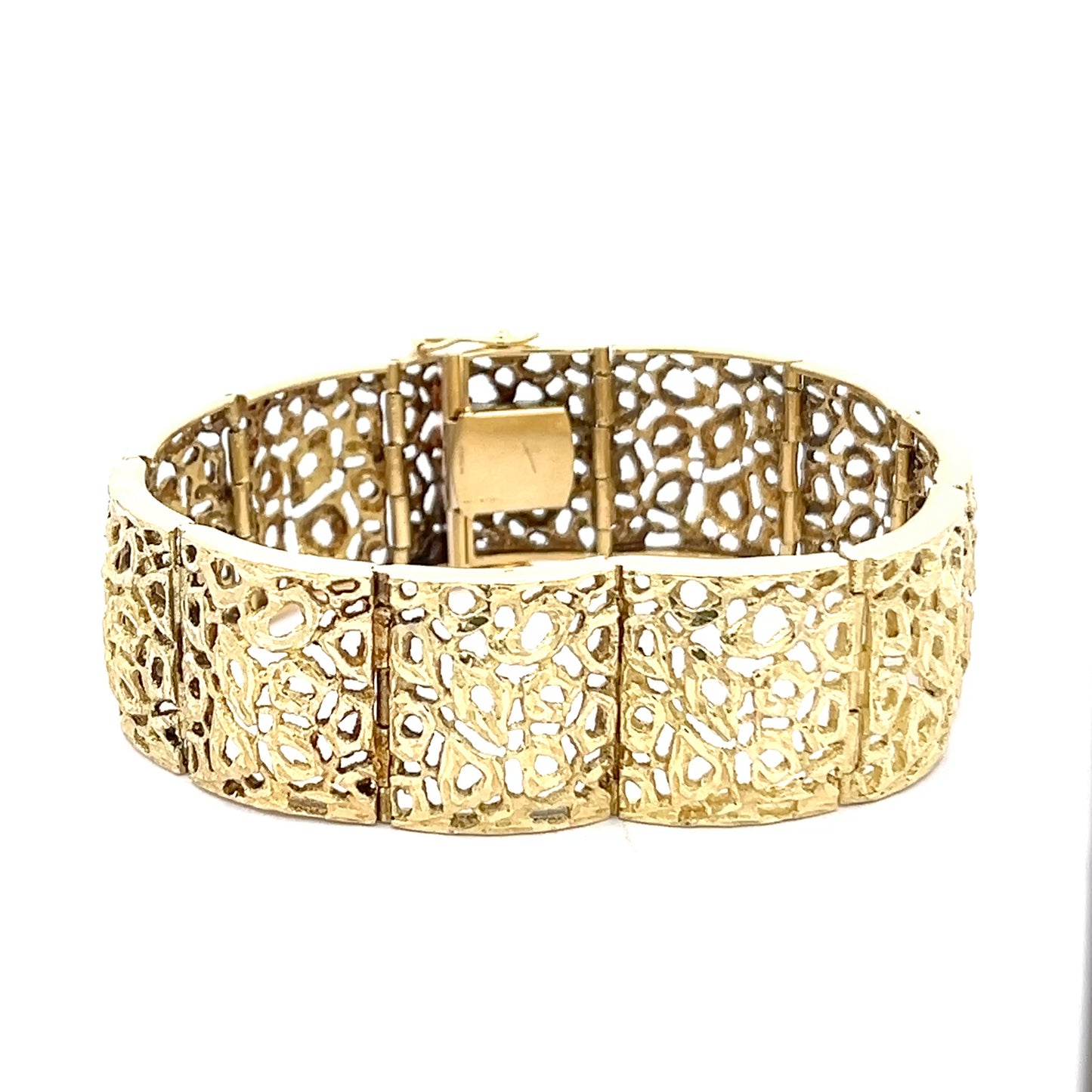 18ct Gold Wide Openwork Panel Bracelet