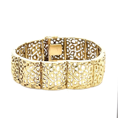 18ct Gold Wide Openwork Panel Bracelet