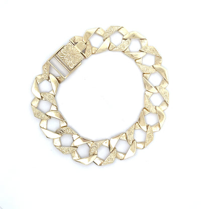 9ct Gold Engraved Interlocking Link Bracelet