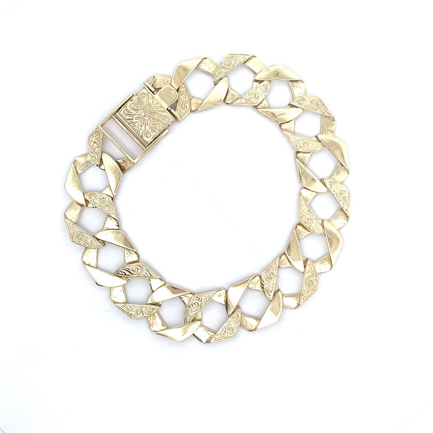 9ct Gold Engraved Interlocking Link Bracelet