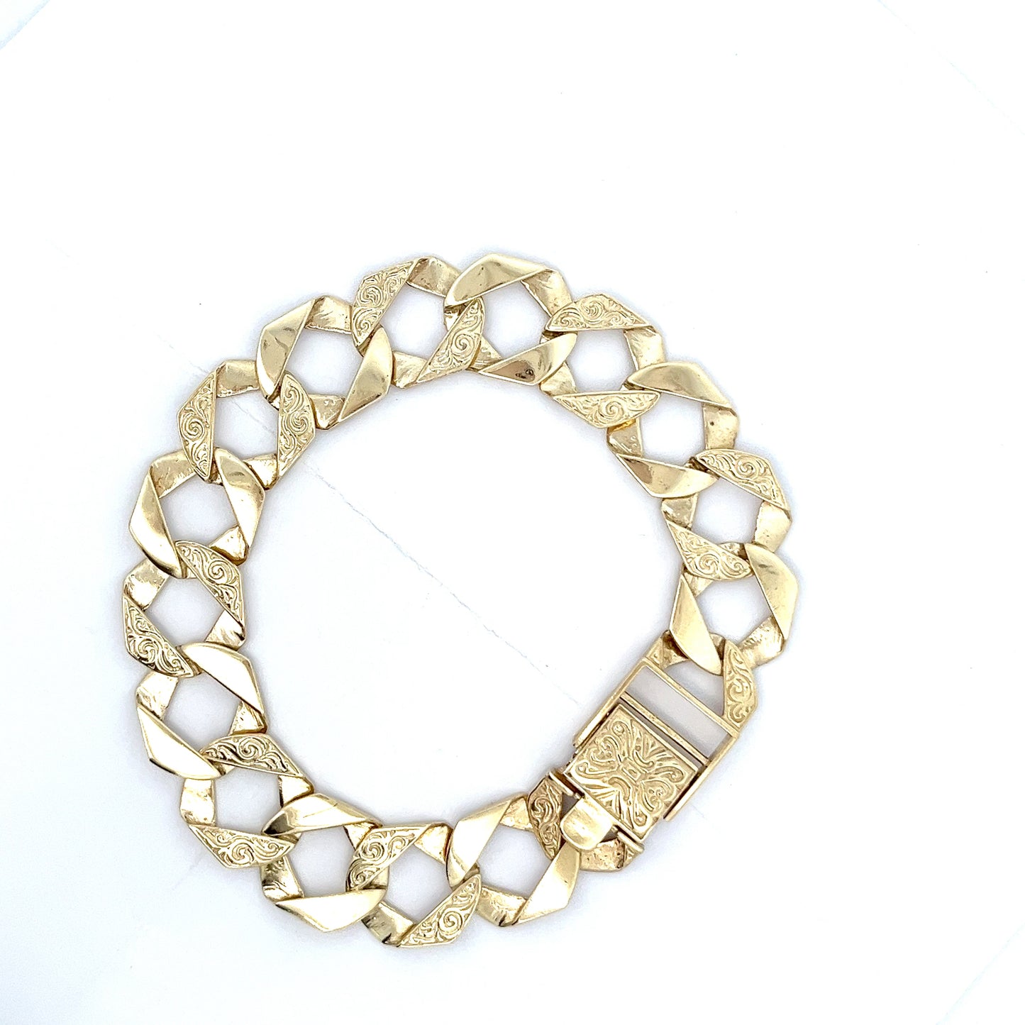 9ct Gold Engraved Interlocking Link Bracelet