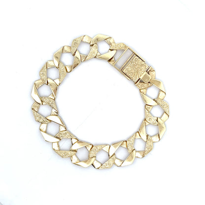 9ct Gold Engraved Interlocking Link Bracelet