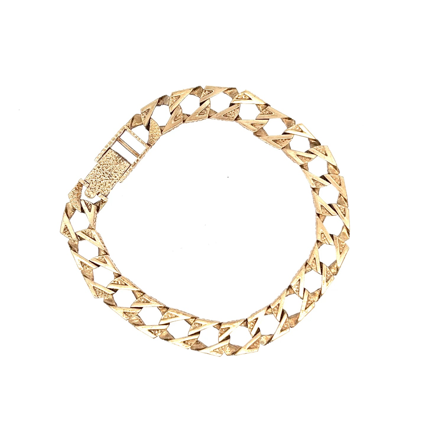 9ct Gold Textured Geometric Link Bracelet