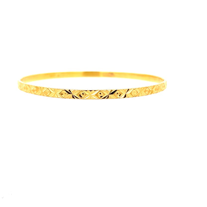 22ct Gold Patterned Bangle with Engraved Geometric Detail