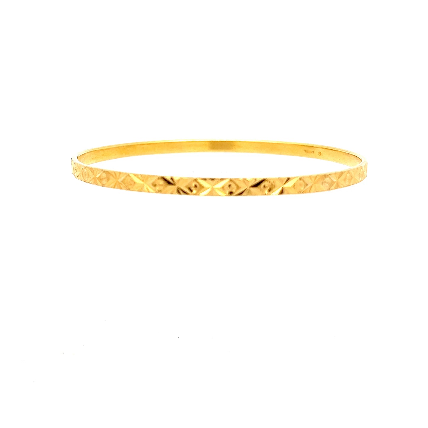 22ct Gold Patterned Bangle with Engraved Geometric Detail