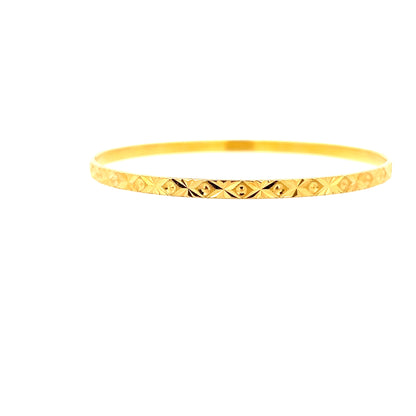 22ct Gold Patterned Bangle with Engraved Geometric Detail