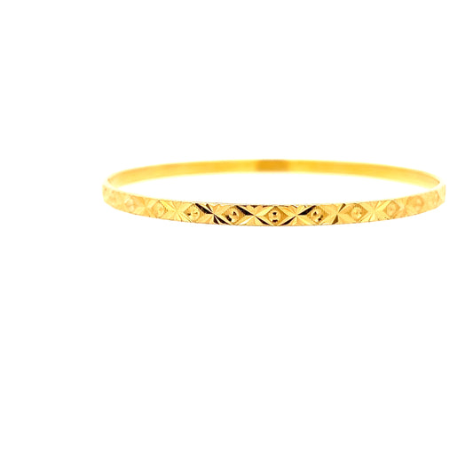 22ct Gold Patterned Bangle with Engraved Geometric Detail
