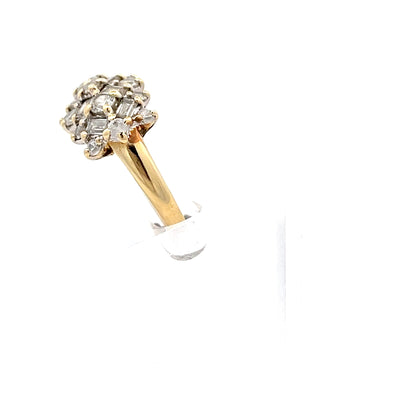 14ct Gold Cluster Ring with Clear Stones