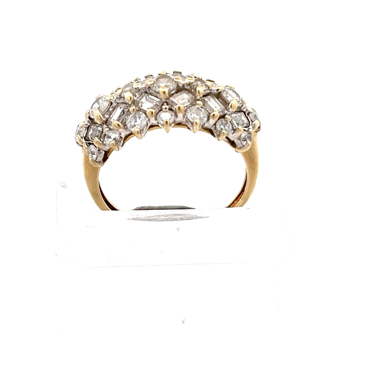 14ct Gold Cluster Ring with Clear Stones