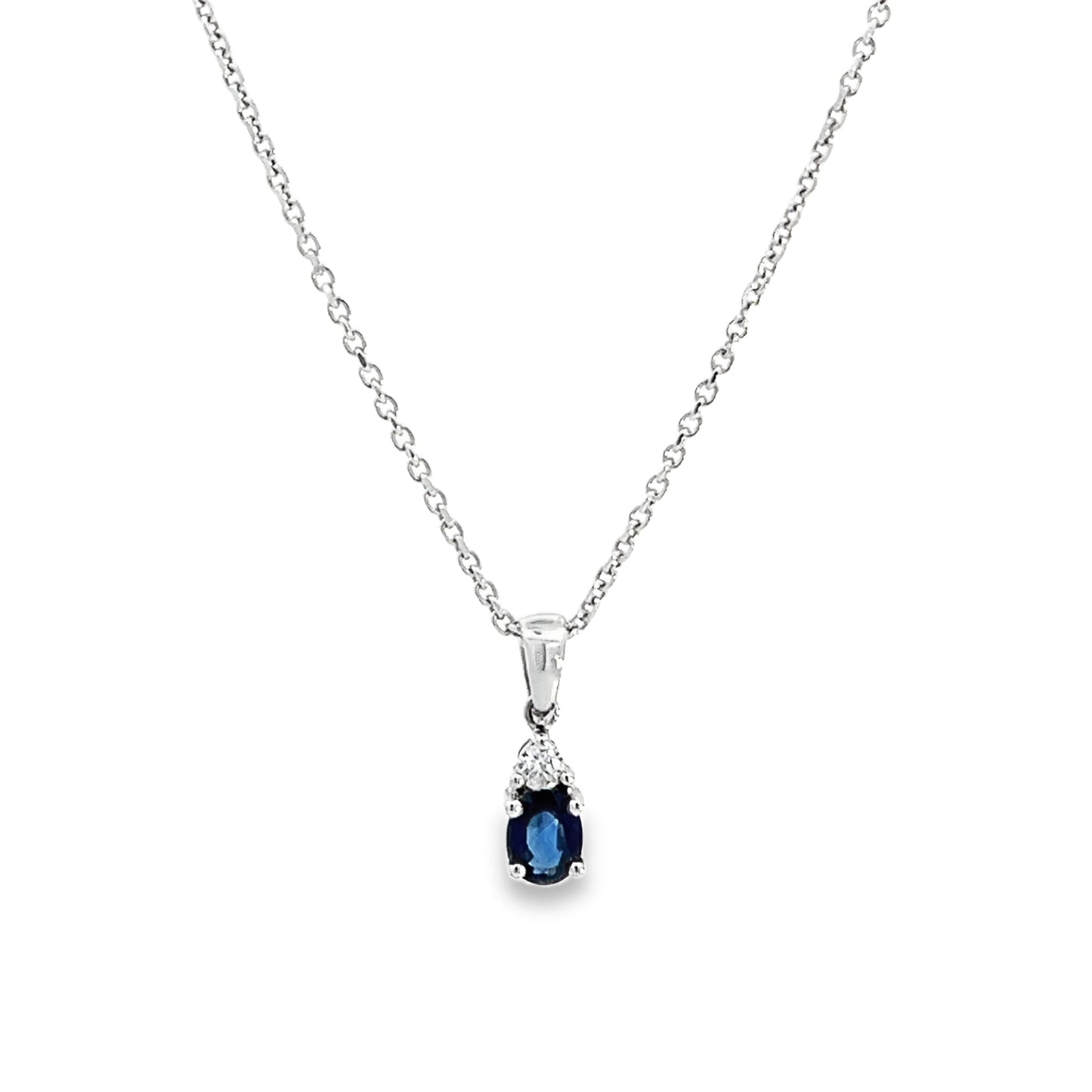 18ct sapphire diamond pre-loved pendant with chain 10000030