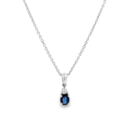 18ct sapphire diamond pre-loved pendant with chain 10000030