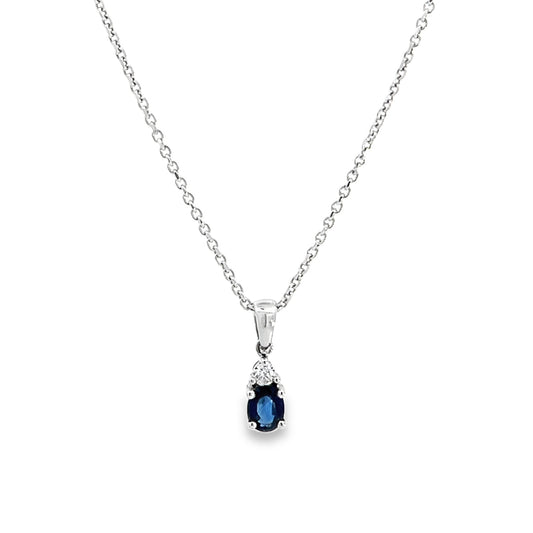 18ct sapphire diamond pre-loved pendant with chain 10000030