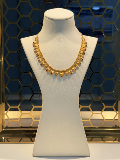 22ct Gold Necklace with Multicoloured Leaf-Shaped Drops