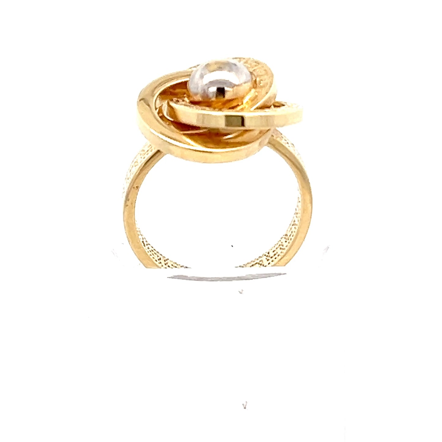 14ct Gold Scrollwork Ring with Central Clear Stone