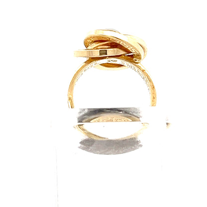 14ct Gold Scrollwork Ring with Central Clear Stone