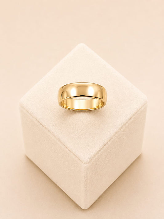 9ct Gold Wide Polished Domed Band Ring