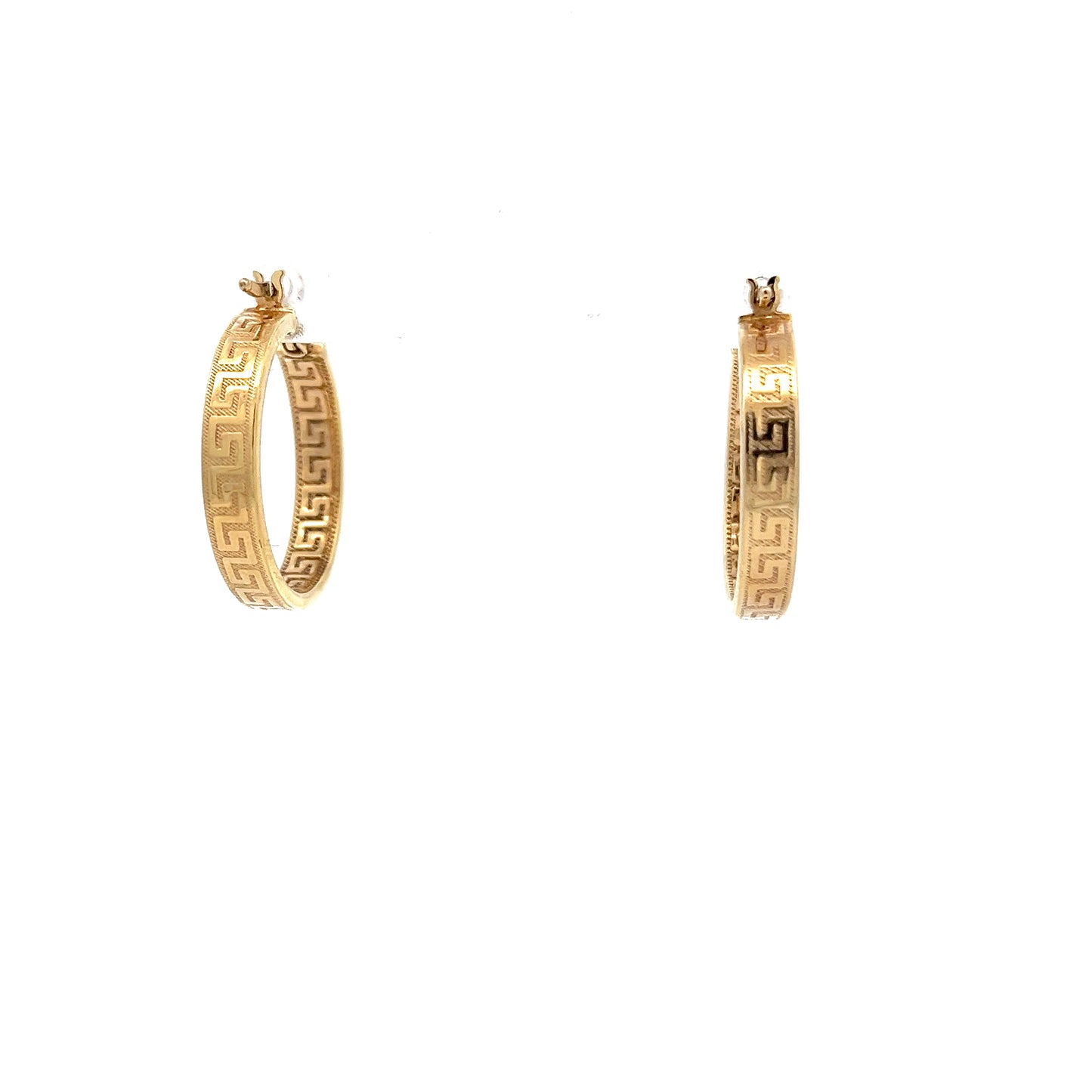 9ct Gold Greek Key Pattern Hoop Earrings