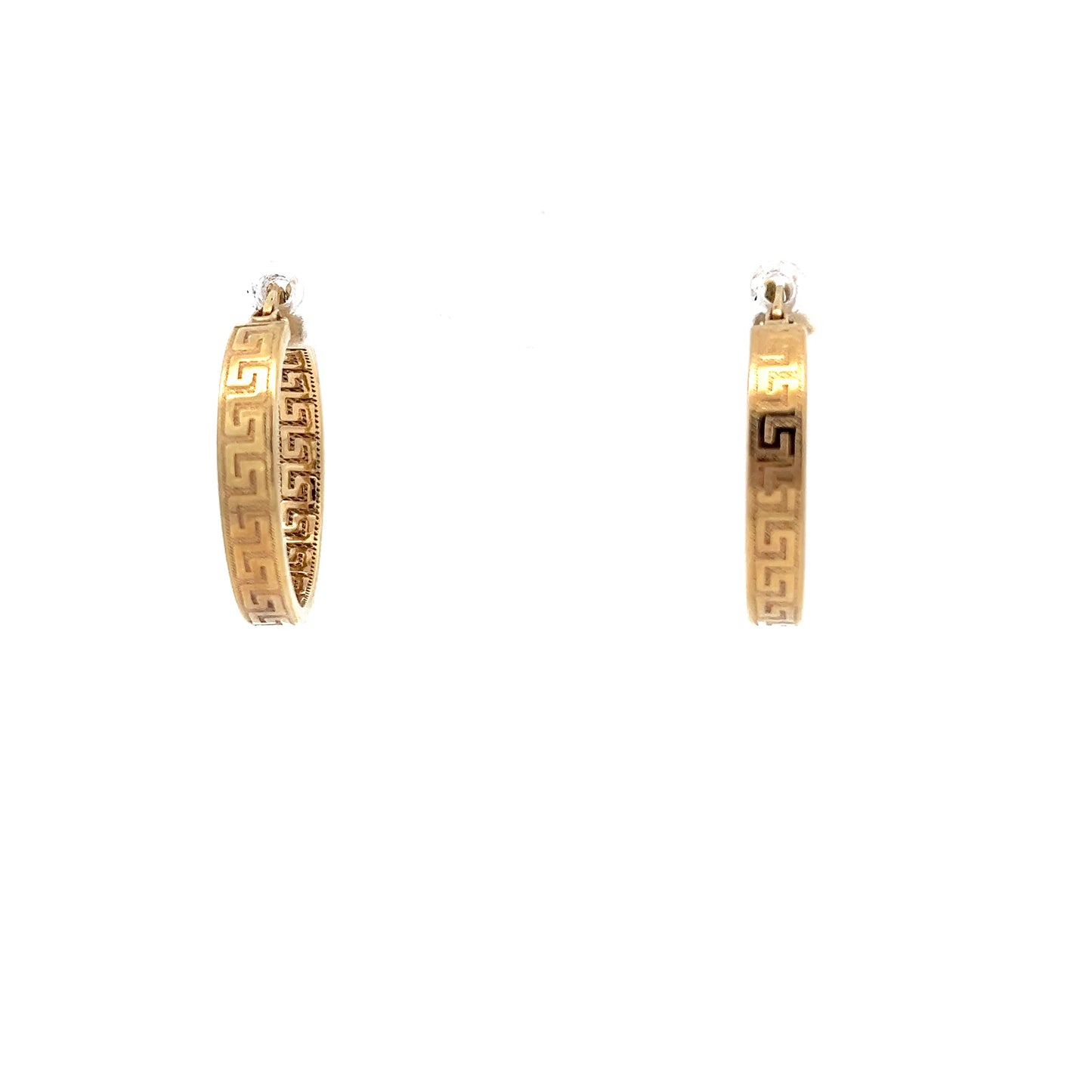 9ct Gold Greek Key Pattern Hoop Earrings
