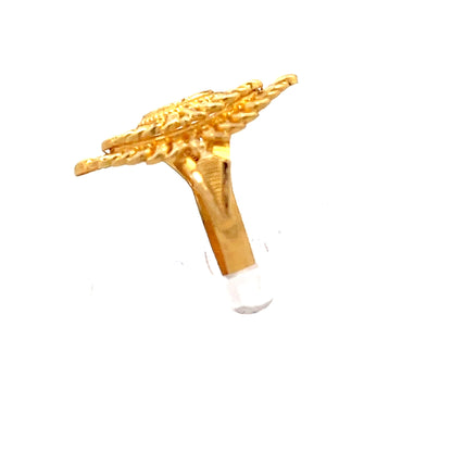 22ct Gold Ornate Cluster Ring with Clear Stones