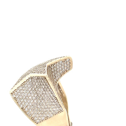 9ct Gold Star Design Ring with Clear Stone Setting