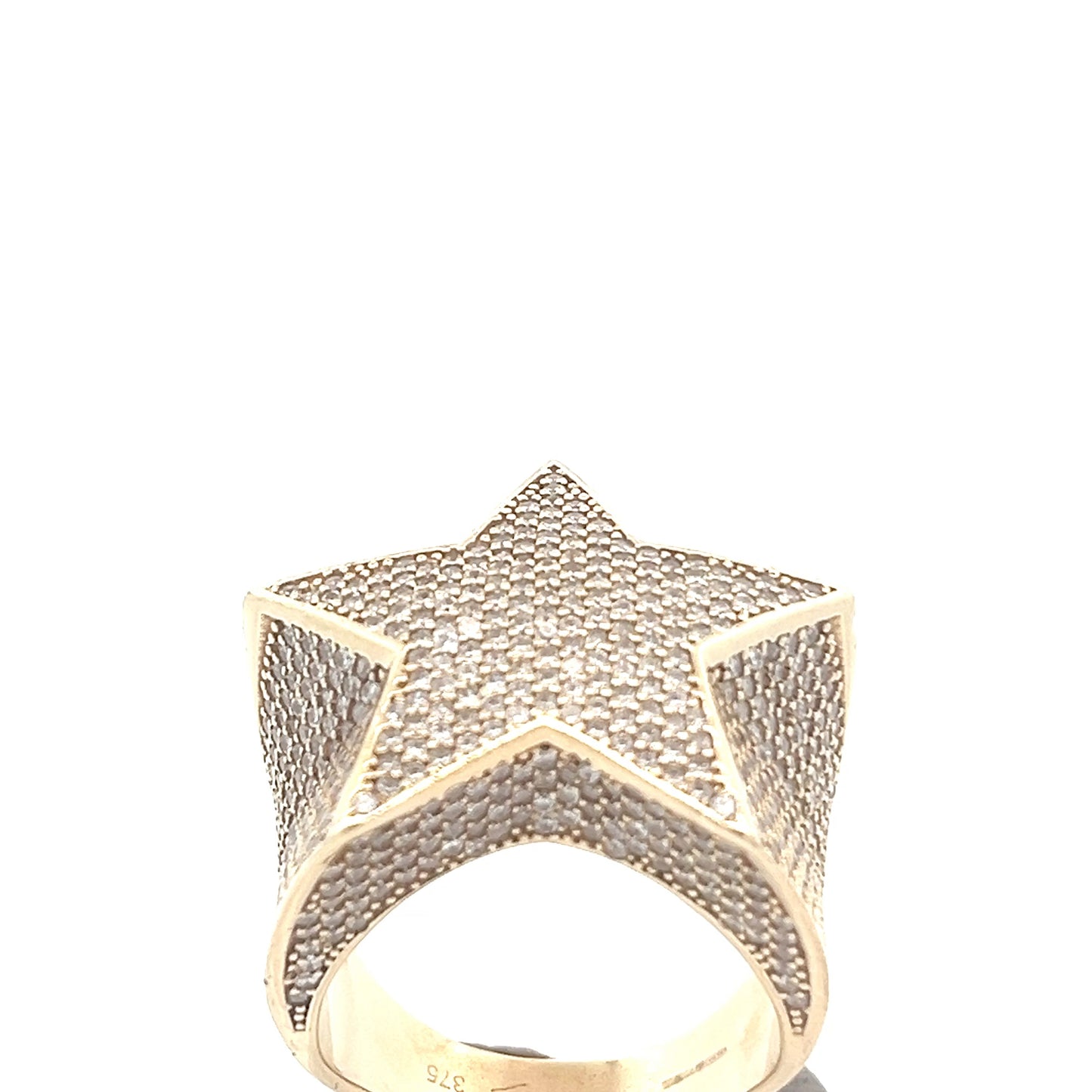 9ct Gold Star Design Ring with Clear Stone Setting