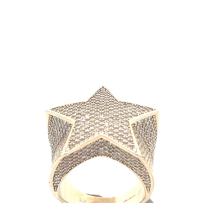 9ct Gold Star Design Ring with Clear Stone Setting