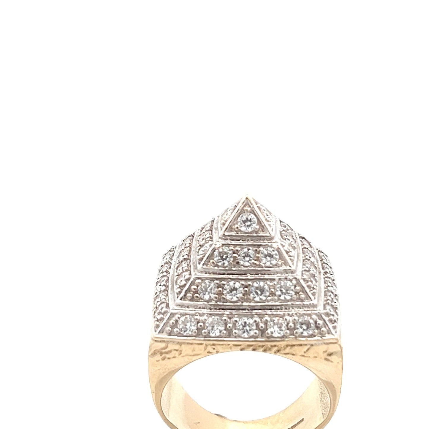 9ct Gold Pyramid Cluster Stone Set Ring
