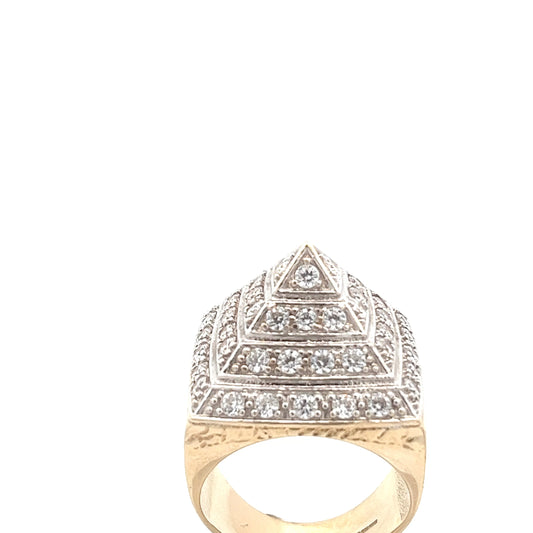 9ct Gold Pyramid Cluster Stone Set Ring