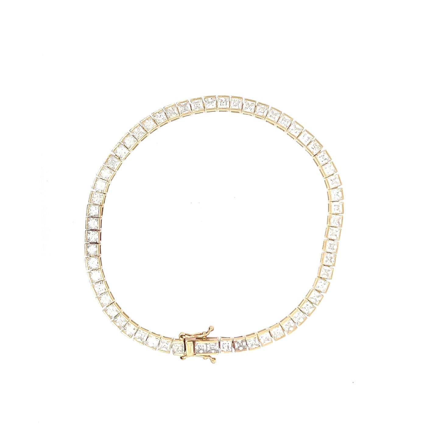 9ct Gold Stone-Set Square Link Bracelet