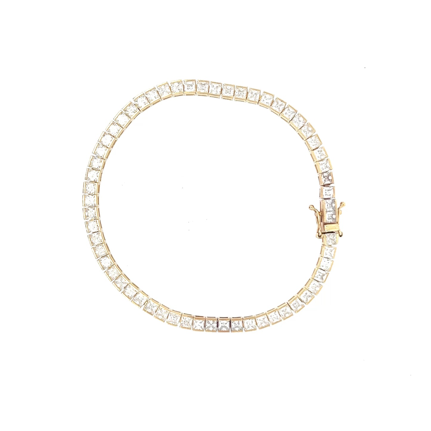 9ct Gold Stone-Set Square Link Bracelet