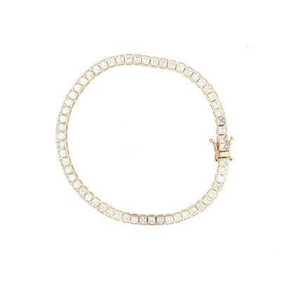 9ct Gold Stone-Set Square Link Bracelet
