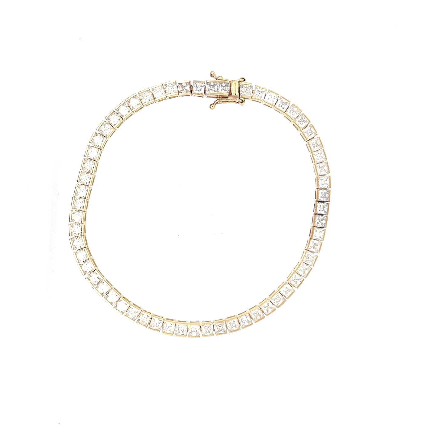 9ct Gold Stone-Set Square Link Bracelet