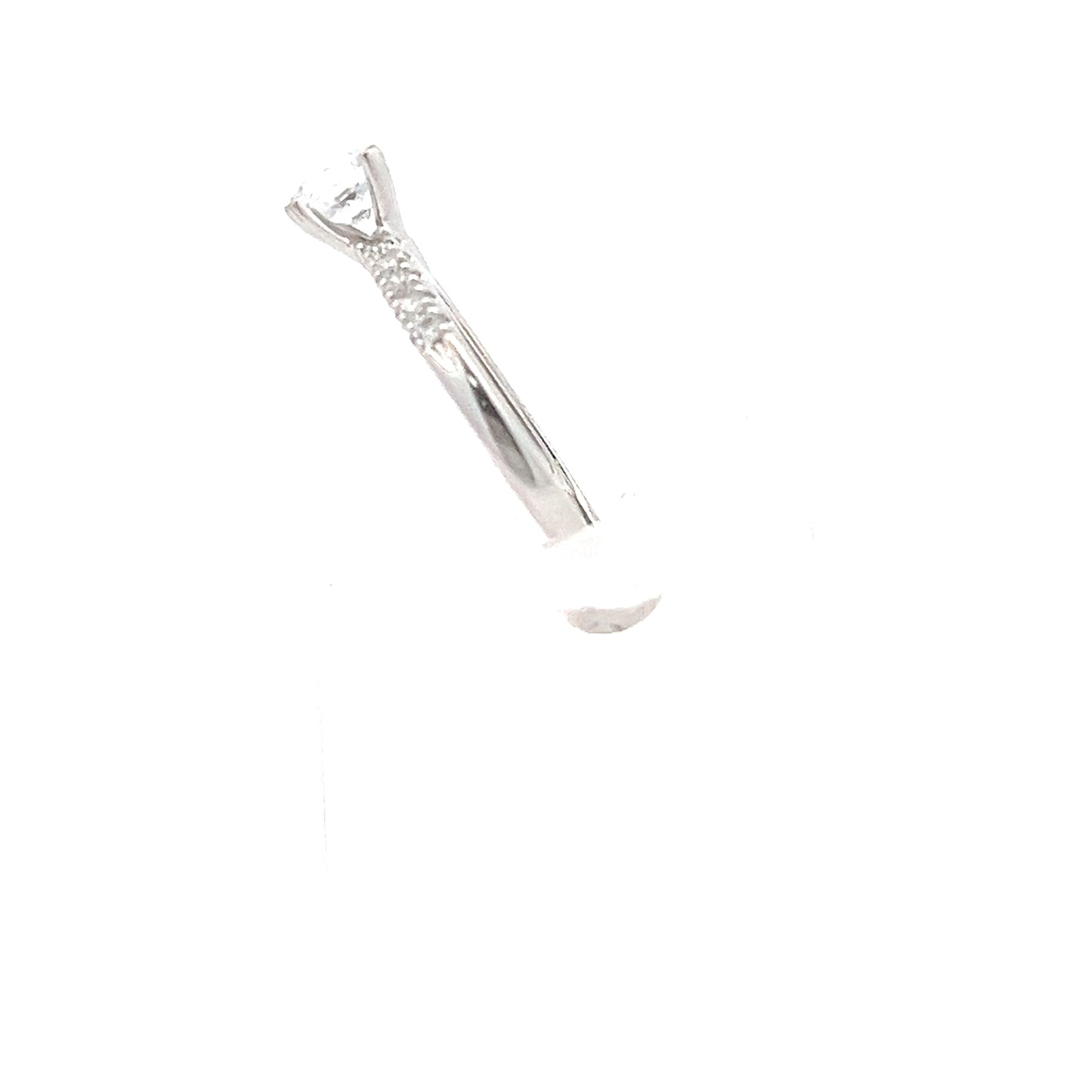 9ct Gold Round Clear Stone Solitaire Ring with Shoulder Stones