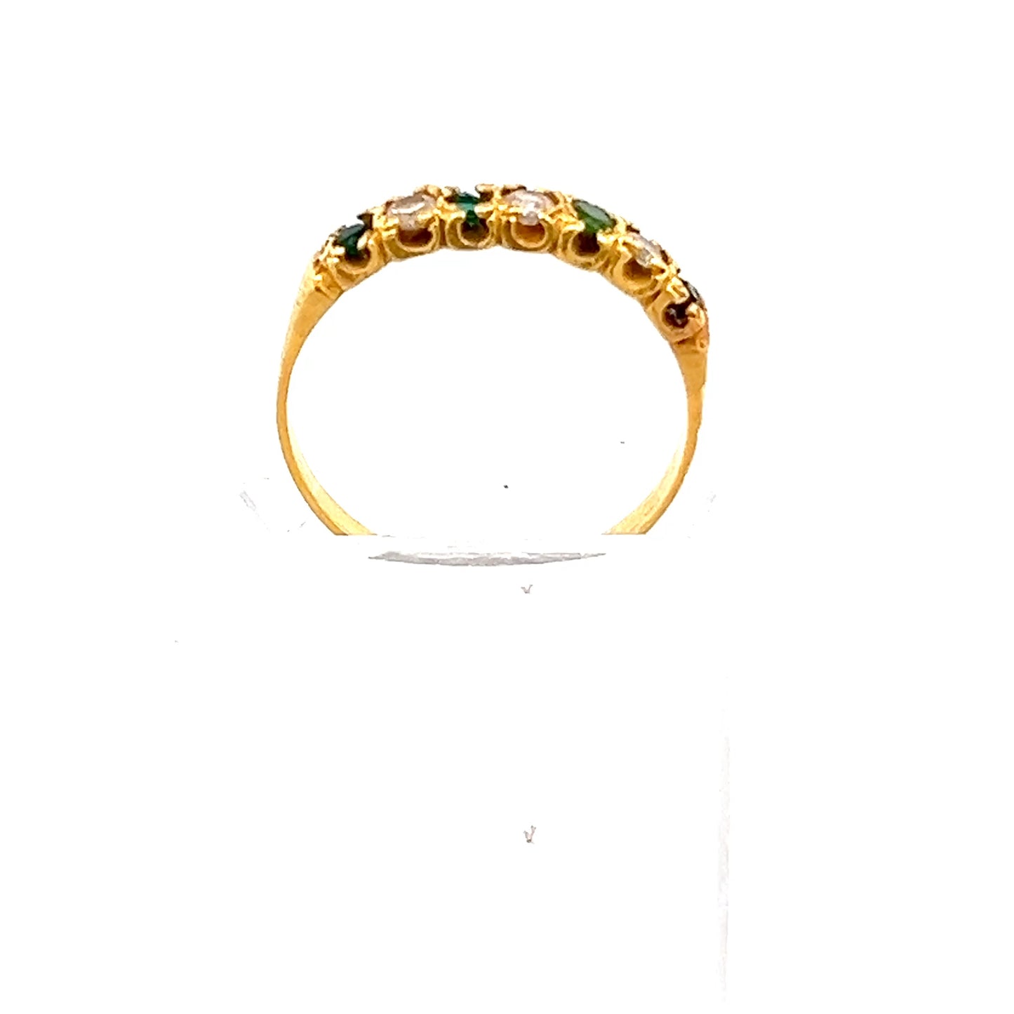 22ct Gold Ring with Alternating Clear and Coloured Stones
