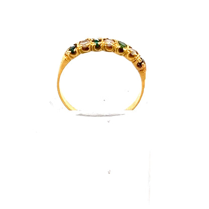 22ct Gold Ring with Alternating Clear and Coloured Stones