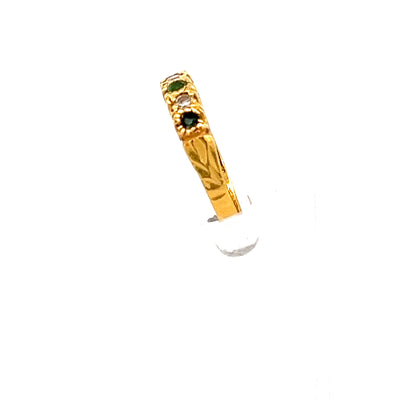 22ct Gold Ring with Alternating Clear and Coloured Stones