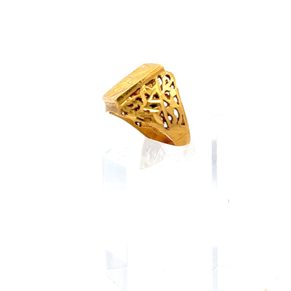 22ct Gold Rectangular Signet Ring with Engraved Floral Design