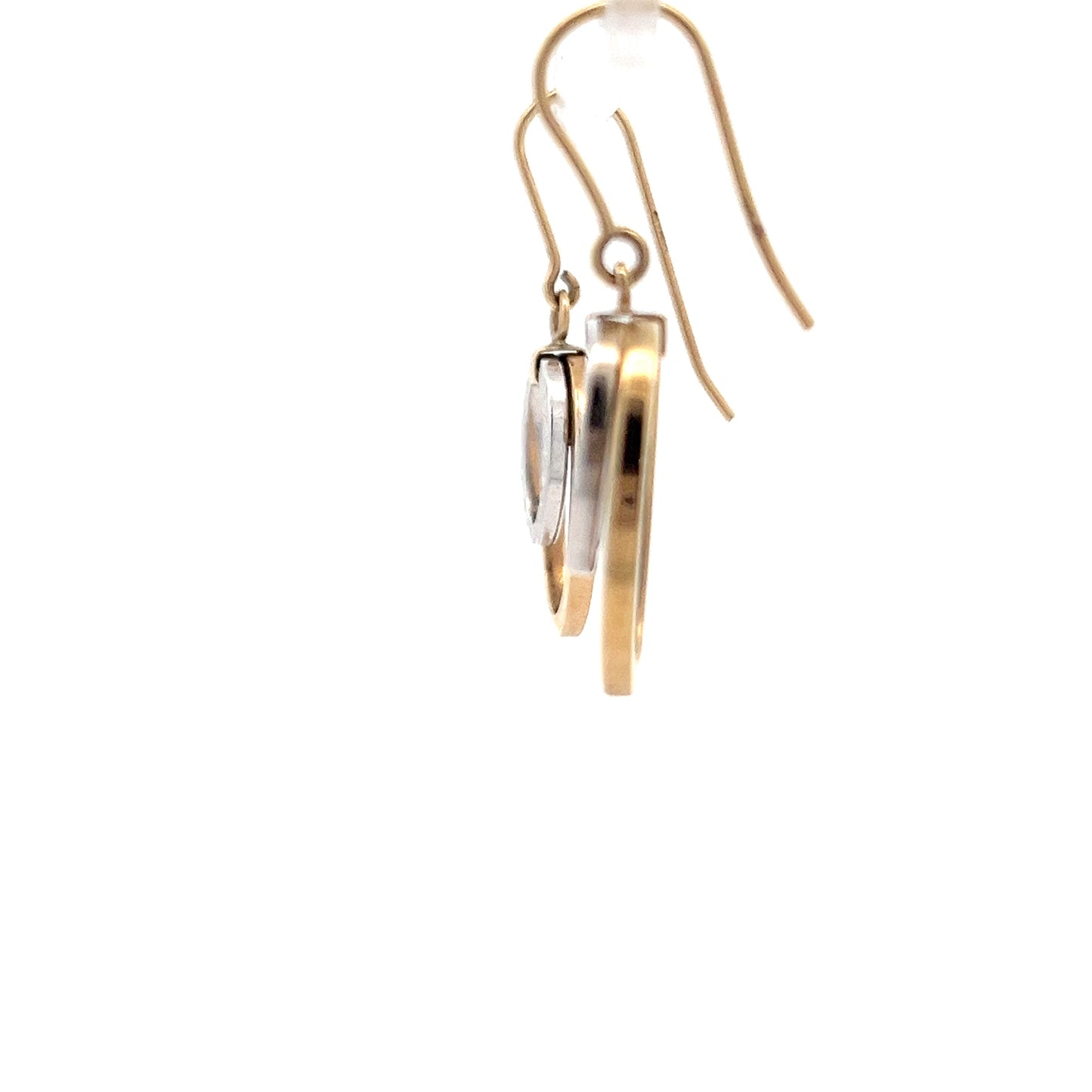 9ct Gold Two-Tone Oval Drop Earrings