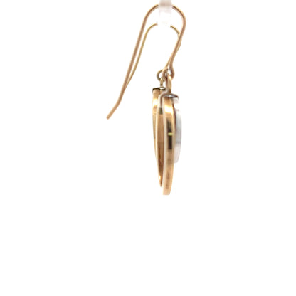 9ct Gold Two-Tone Oval Drop Earrings