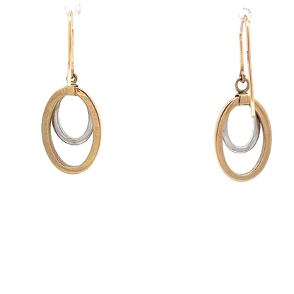 9ct Gold Two-Tone Oval Drop Earrings