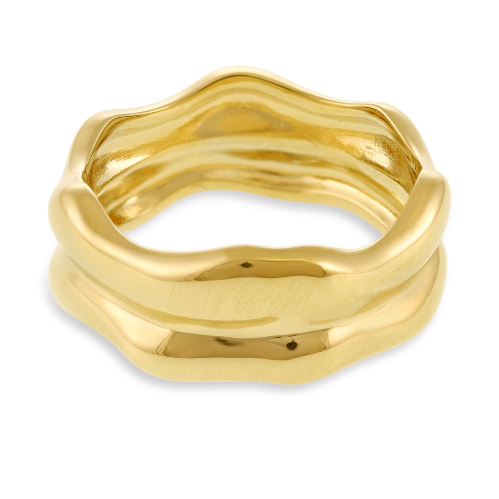 14ct 1 micron gold plated 925 sterling silver Double twist ring PRN1002 - FJewellery