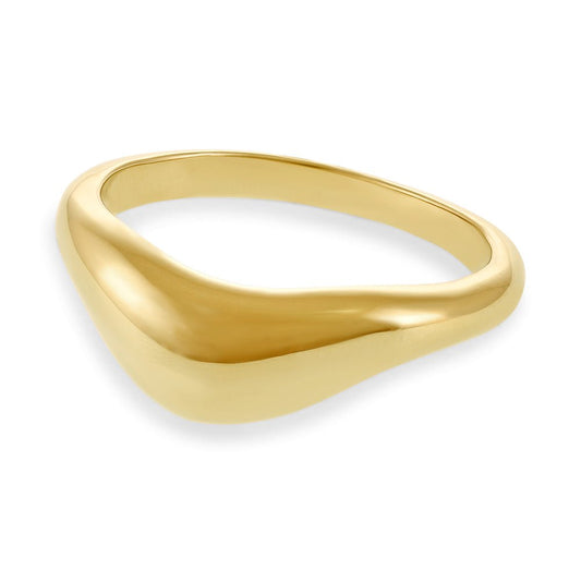 14ct 1 micron gold plated 925 sterling silver Small Wave ring PRN1005 - FJewellery