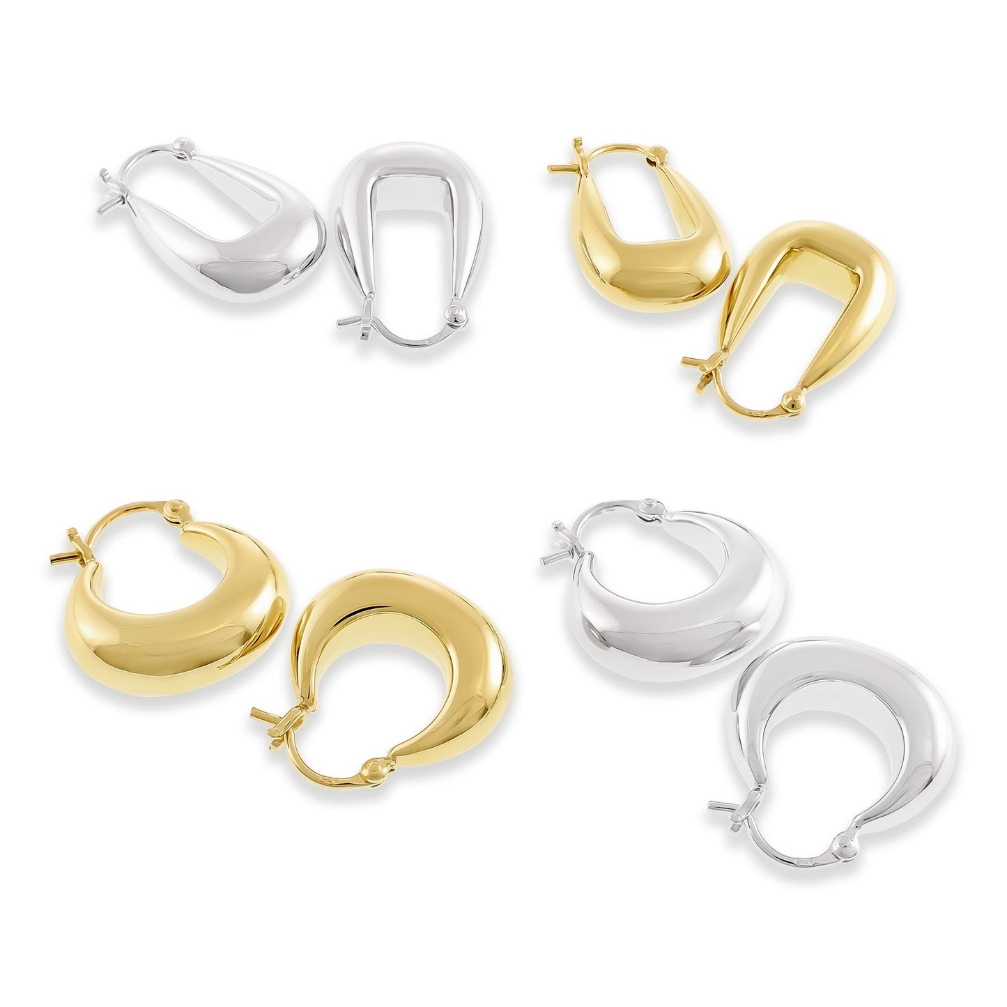14ct 1 micron gold plated huggie earrings PER1007 - FJewellery