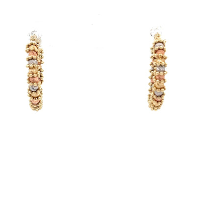 14ct Gold Multicoloured Textured Hoop Earrings - FJewellery