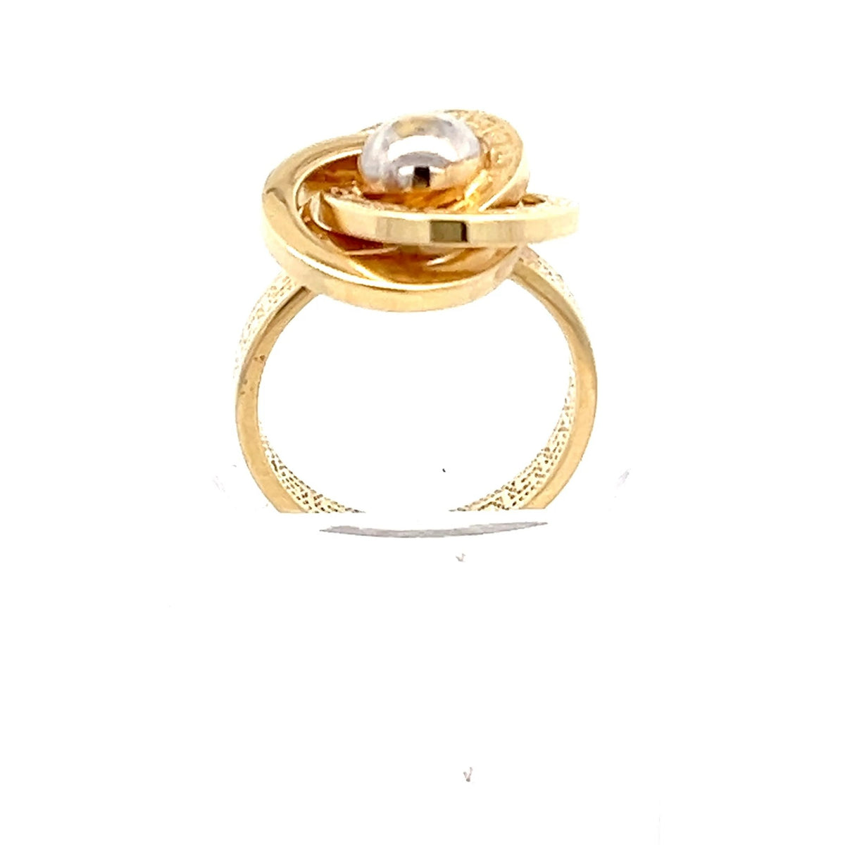 14ct Gold Scrollwork Ring with Central Clear Stone - FJewellery