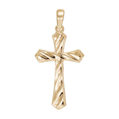 14ct Yellow Gold Twisted Patterned Cross Pendant - 39mm