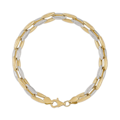 14ct Gold Two Tone Fancy Bracelet - FJewellery
